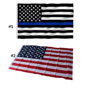 American USA US Flags Blue Line 90x150cm 3 By 5 Foot Thin Red Line Black White And Blue With Brass Grommets